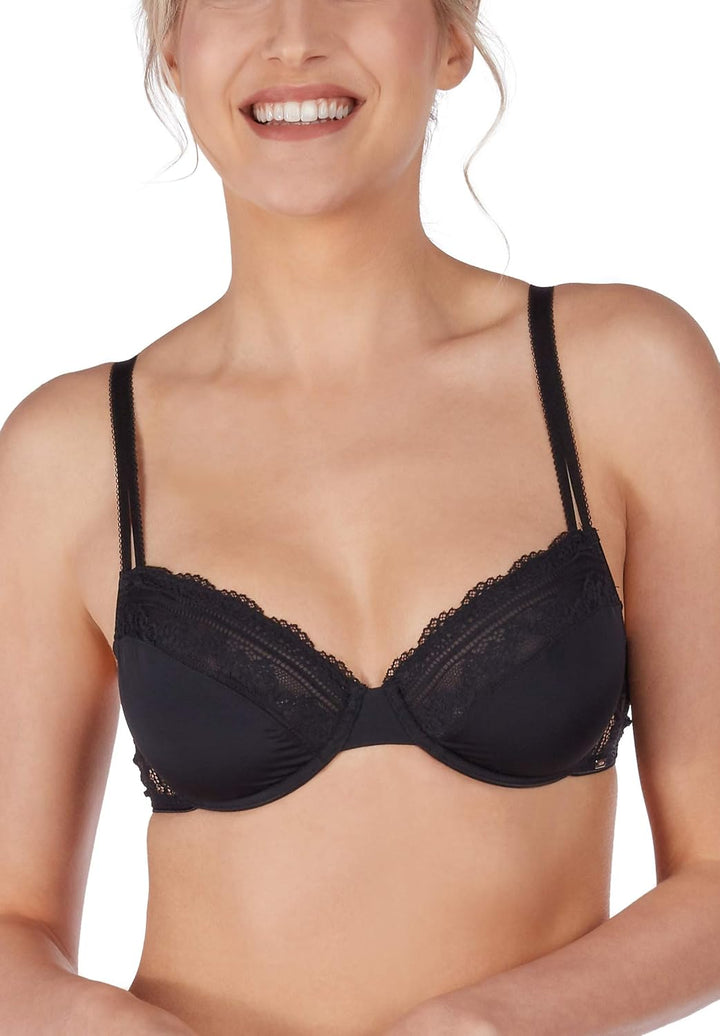 HUBER Damen Micro Lace Bügel-BH 75D Schwarz, 75D Schwarz