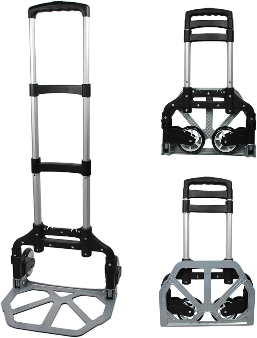 HELO Alu Transportkarre Sackkarre klappbar (EIN-Knopf Bedienung), Handkarre bis 85 kg belastbar bei