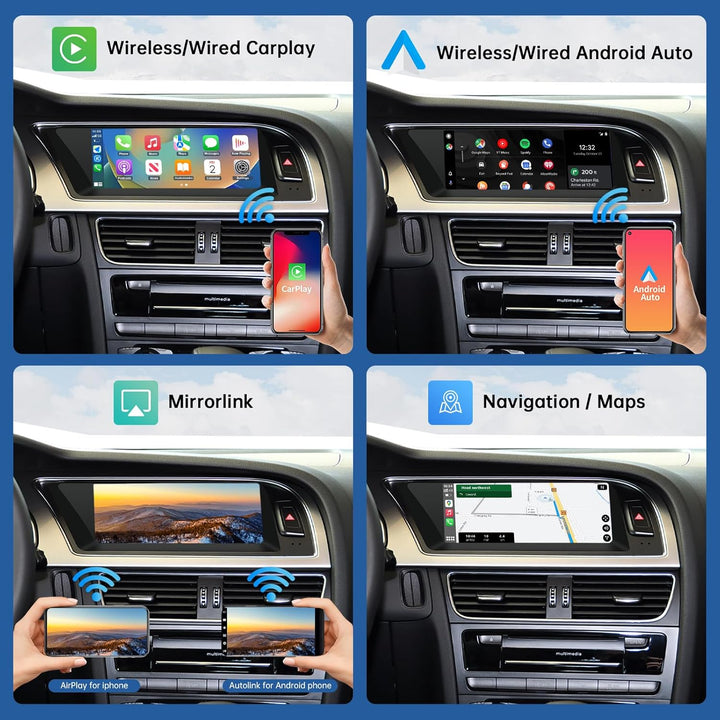 Road Top 8,9 Zoll Autoradio Drahtlos CarPlay Touchscreen für Audi A5 2009-2015 Jahr mit 3GMMI, Autor