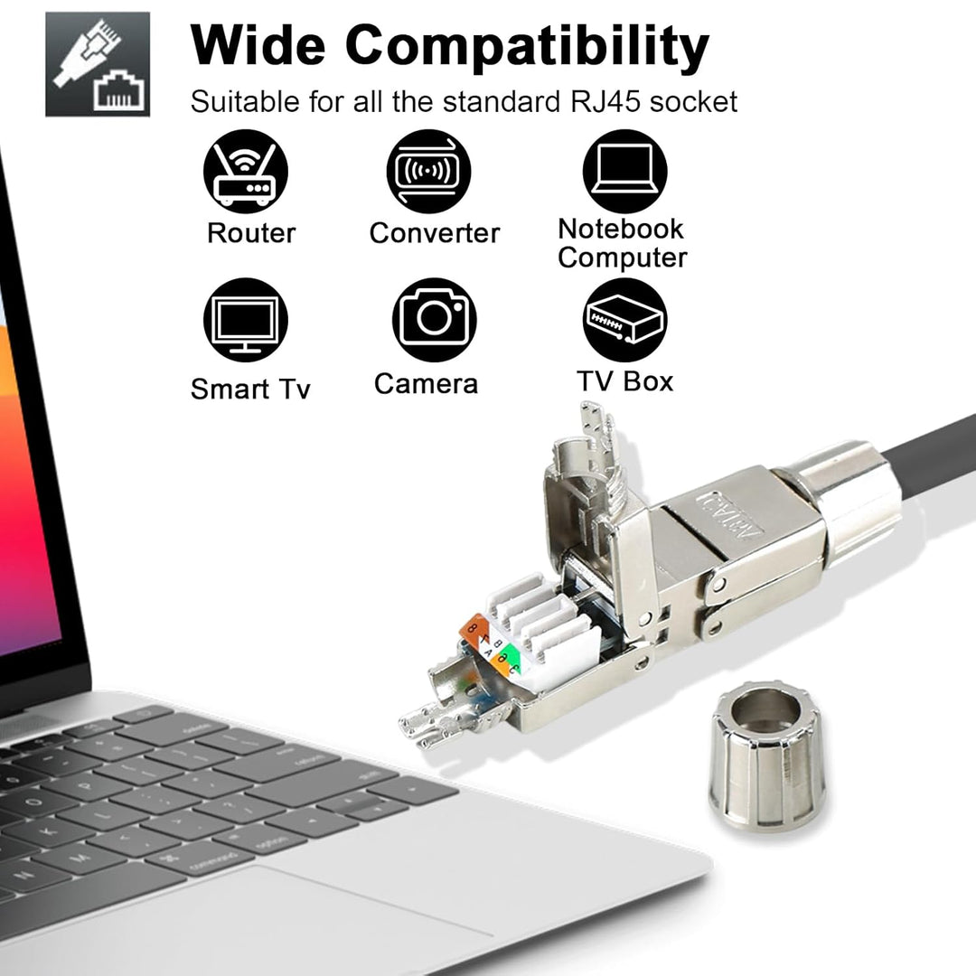 2 Stück Netzwerkstecker Cat7 Cat6A Werkzeuglos RJ45 Stecker Werkzeuglos Lan Stecker Feldkonfektionie