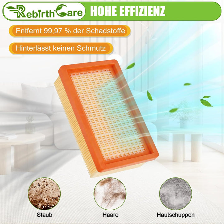 10 Stück Staubsaugerbeutel und 2 Filter als Ersatz für Kärcher WD5 WD6 WD4 WD5P Premium MV4 MV5 MV6,