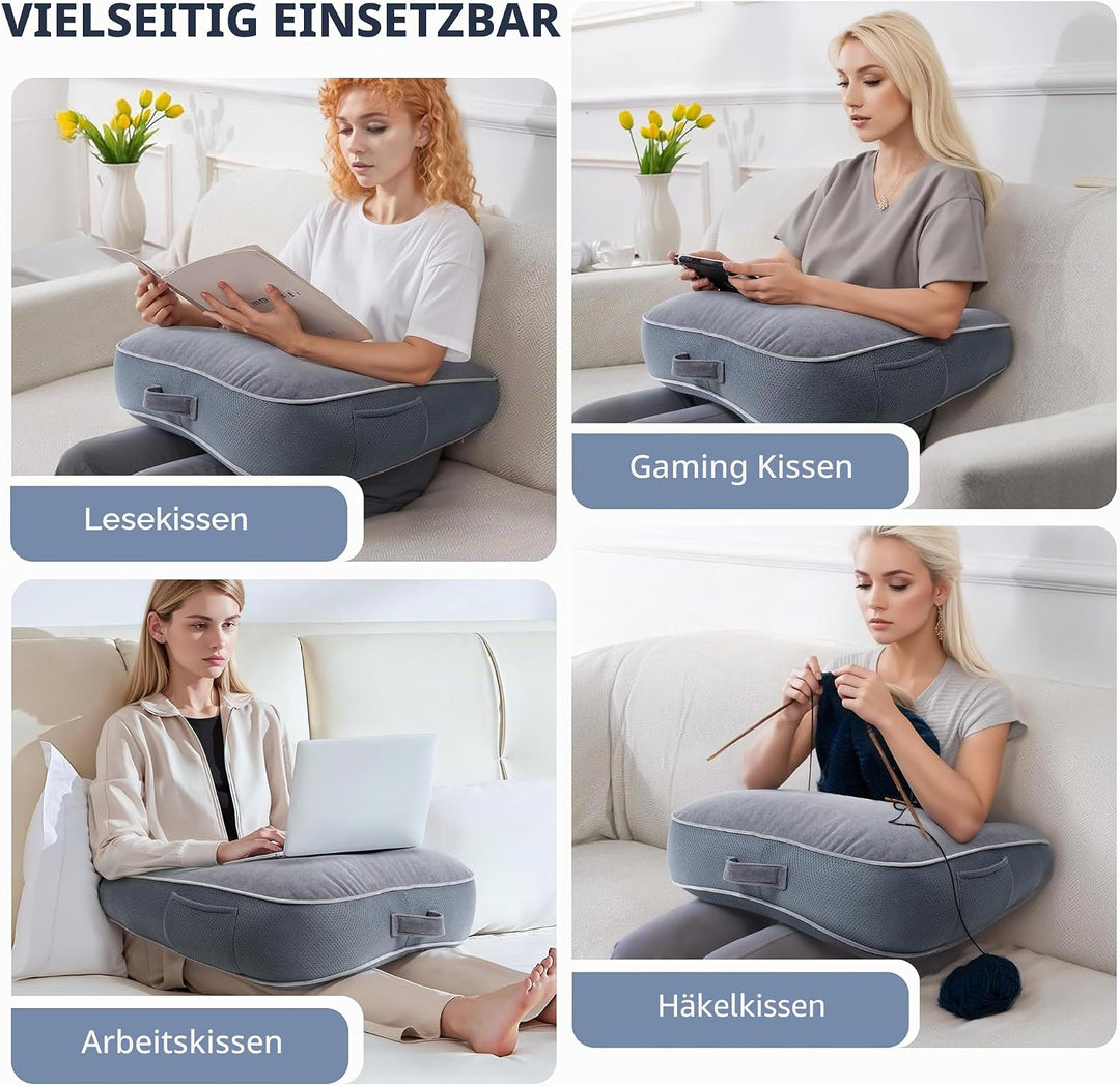 Lesekissen für Gaming, Gaming-Kissen für den Schoss, Häkelkissen zur Unterstützung des Schosses, Arm