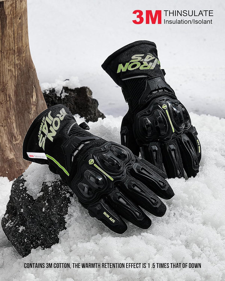 IRON JIA'S Winter Motorradhandschuhe Herren CEZertifizierung Wasserdichter und Warmer 3M Baumwolle S