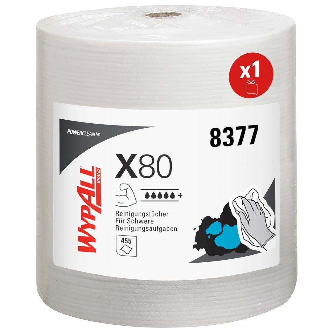 WypAll X80 Power Clean Tücher 8377 – Wiederverwendbare Reinigungstücher – 1 Grossrolle Wischtücher x