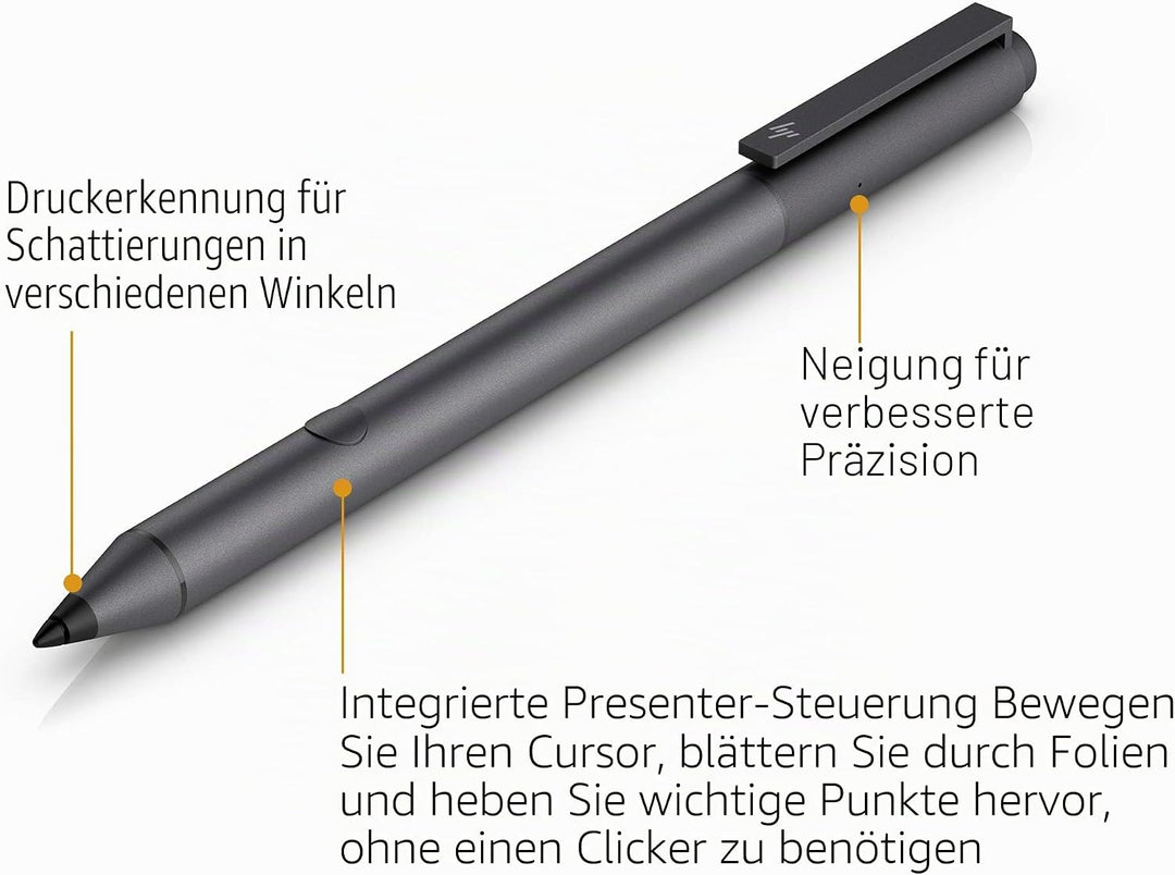 HP Tilt Pen (2MY21AA) Digitaler Eingabestift (2 programmierbare Tasten, Bluetooth, aufladbar) schwar