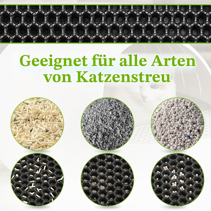 Katzenklo Matte 75x55 CM mit Klettverschluss und Grosses Loch Design, Katzenstreu Matte Doppelte Was