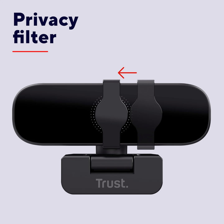 Trust Tanor 1080p Webcam PC, Full HD USB Web Cam mit Blickschutzfilter, PC Kamera mit Mikrofon, Fixf