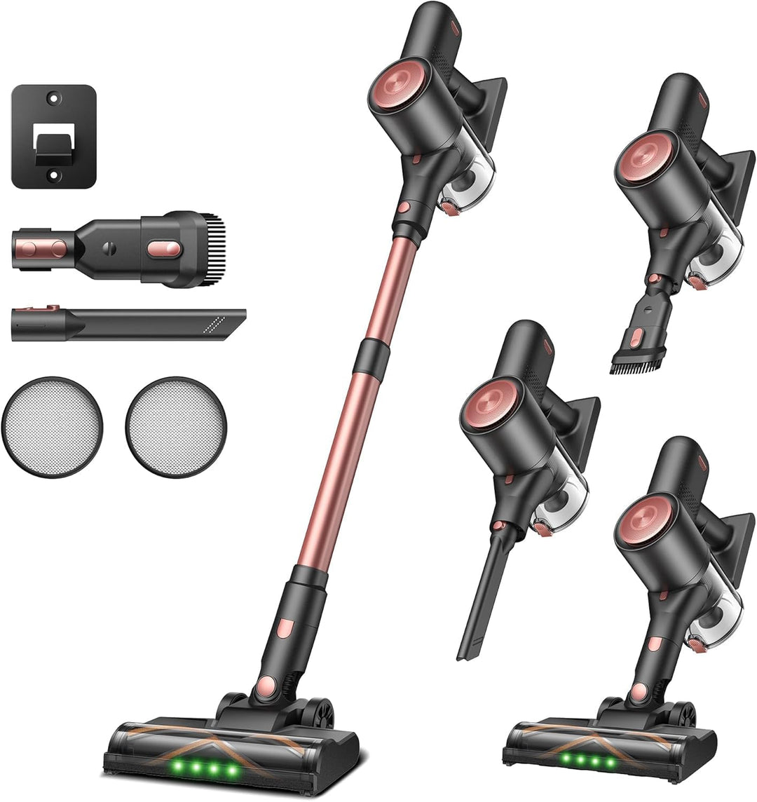 Vexilar Akku Staubsauger 45000Pa/ 45Mins/ 450W, 6-in-1 Staubsauger Kabellos, Akkustaubsauger mit LED
