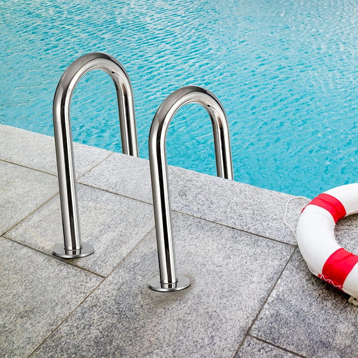 RELAX4LIFE Edelstahl Poolleiter, Schwimmbadleiter mit 3 Stufen, Einstiegsleiter Silber, 55 x 26 x 13