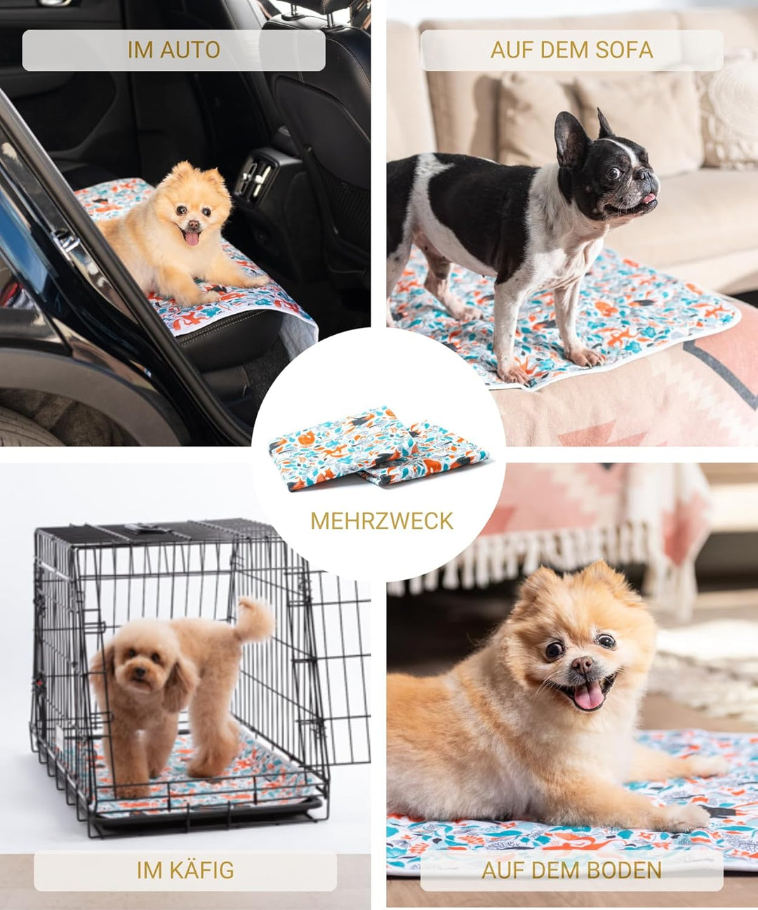 2X Luxus Waschbare Pee Pads für Hunde - 2x Saugfähiger & Rutschfest - Wiederverwendbare und Wasserdi