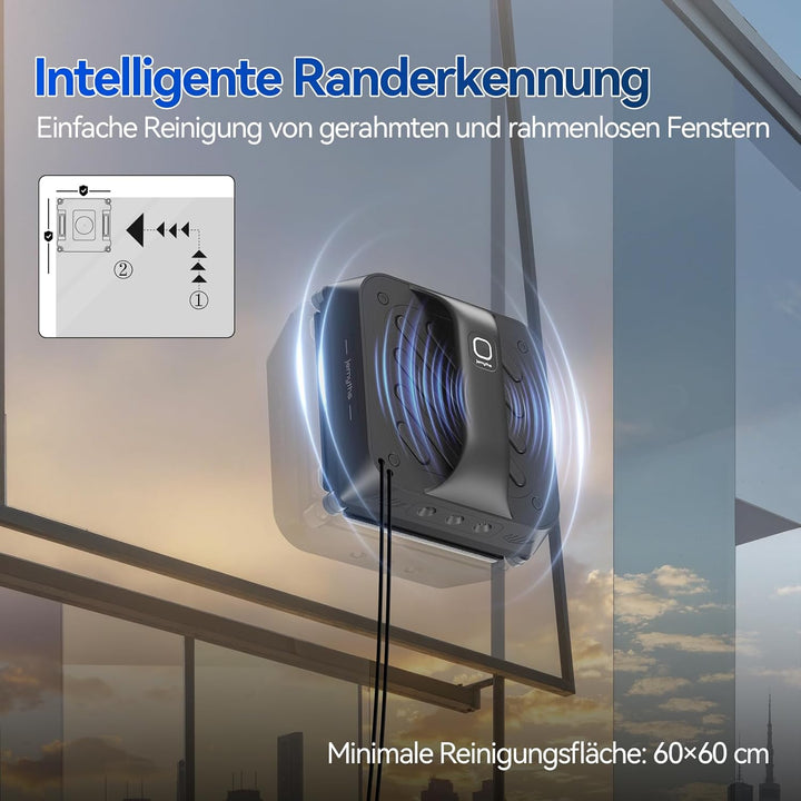Fensterputzroboter mit 6 Wasserdüsen, 8000Pa Fensterreinigungsroboter mit Verschiedene Reinigungsmod