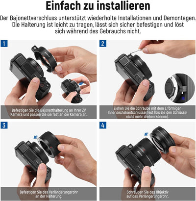 NEEWER Weitwinkelobjektiv kompatibel mit Sony ZV1 Kamera, 2 in 1 18mm HD Weitwinkel und 10 Fach Makr