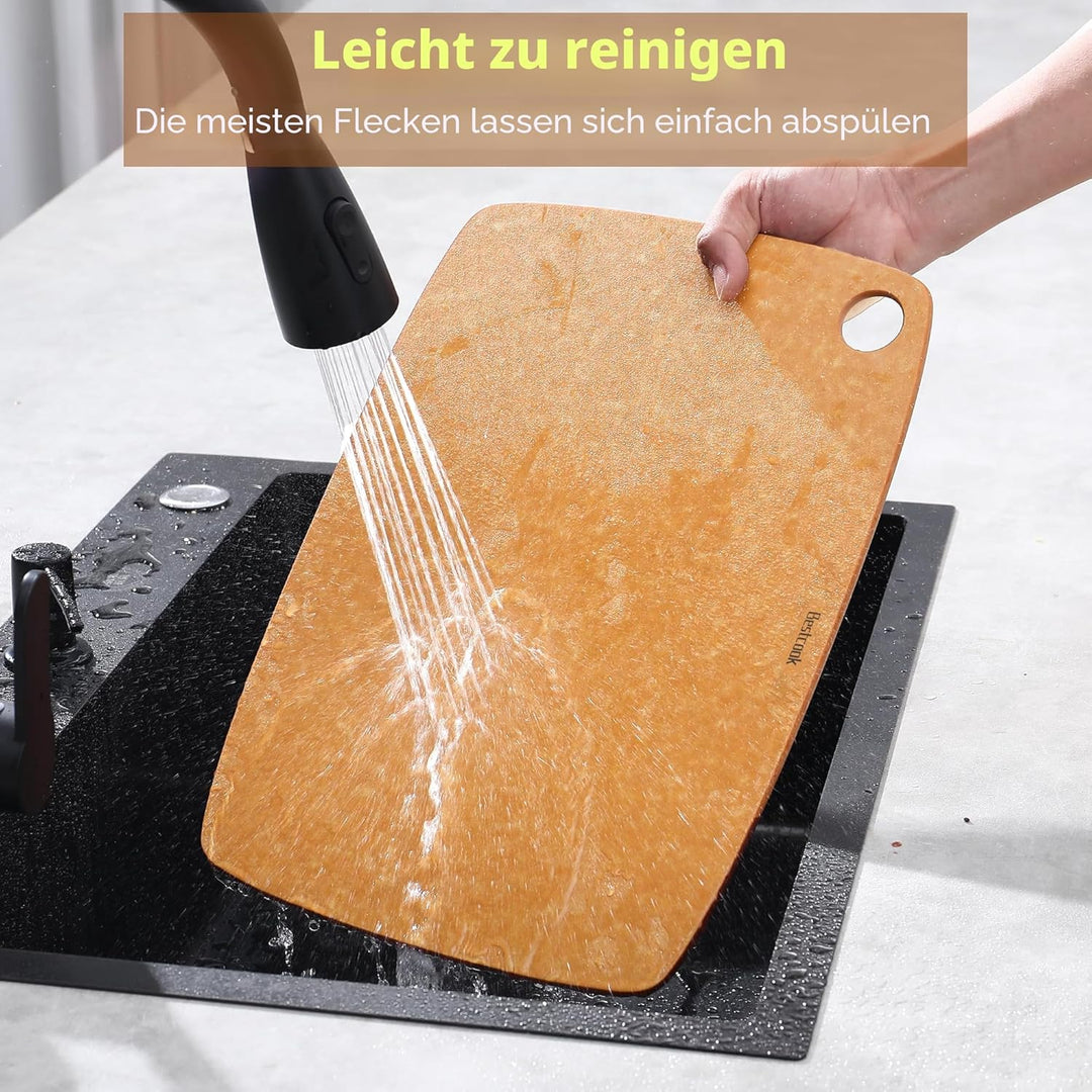 BESTCOOK Schneidebrett Holzfaser 2er-Set, Spülmaschinenfest Chopping Board, Hohe Dichte, Antiporös,