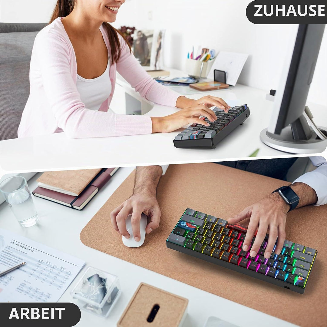 SOLIDEE Tragbare 60% mechanische Gaming-Tastatur,61 Tasten kompakte RGB Hintergrundbeleuchtung,kabel