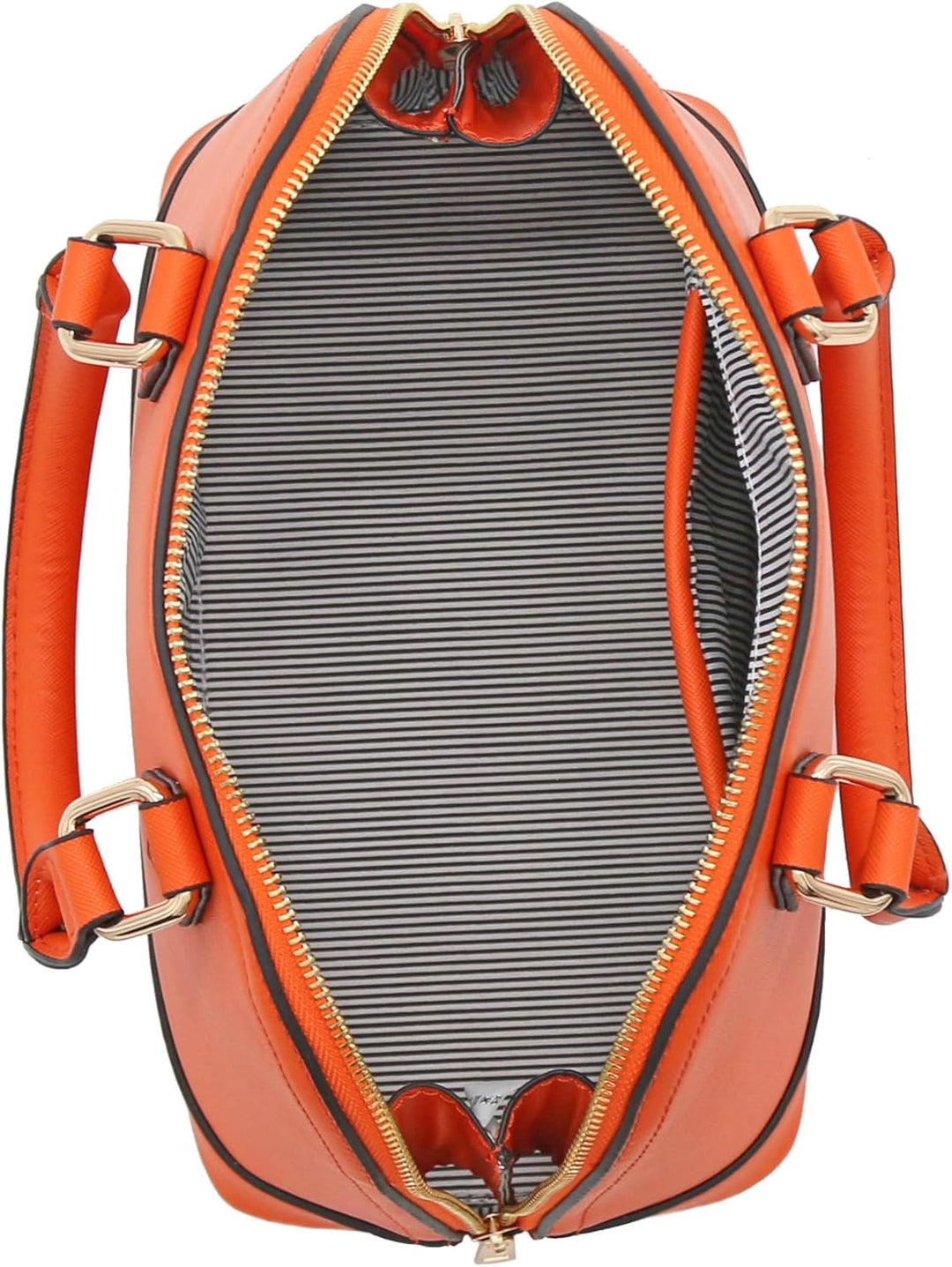 Saffiano Classic Dome Satchel mit Reissverschluss Orange, Orange/Abendrot im Zickzackmuster (Sunset