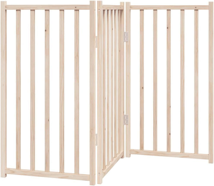 vidaXL 3-TLG. Hundetor Faltbar 150 cm Massivholz Tanne 150 cm Length Braun, 150 cm Length Braun