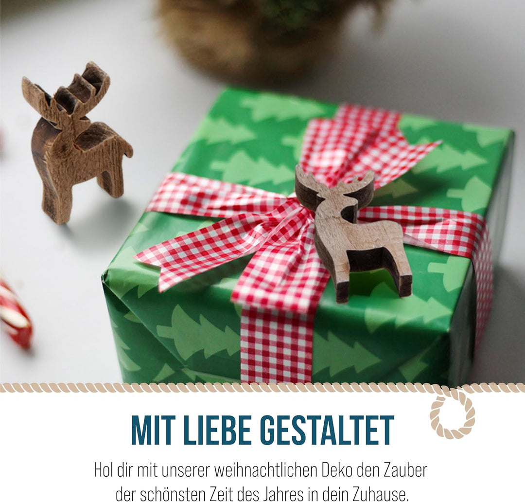 Mini Rentier Streudeko, 32er Set: Kleine Weihnachtsfiguren, Deko Figuren Weihnachten & Advent Deko,