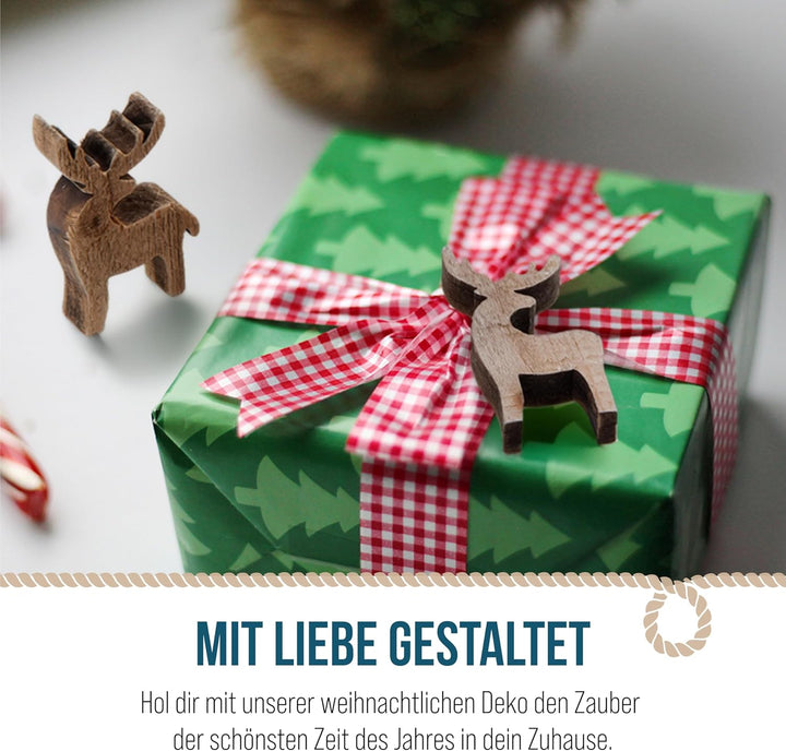 Mini Rentier Streudeko, 32er Set: Kleine Weihnachtsfiguren, Deko Figuren Weihnachten & Advent Deko,