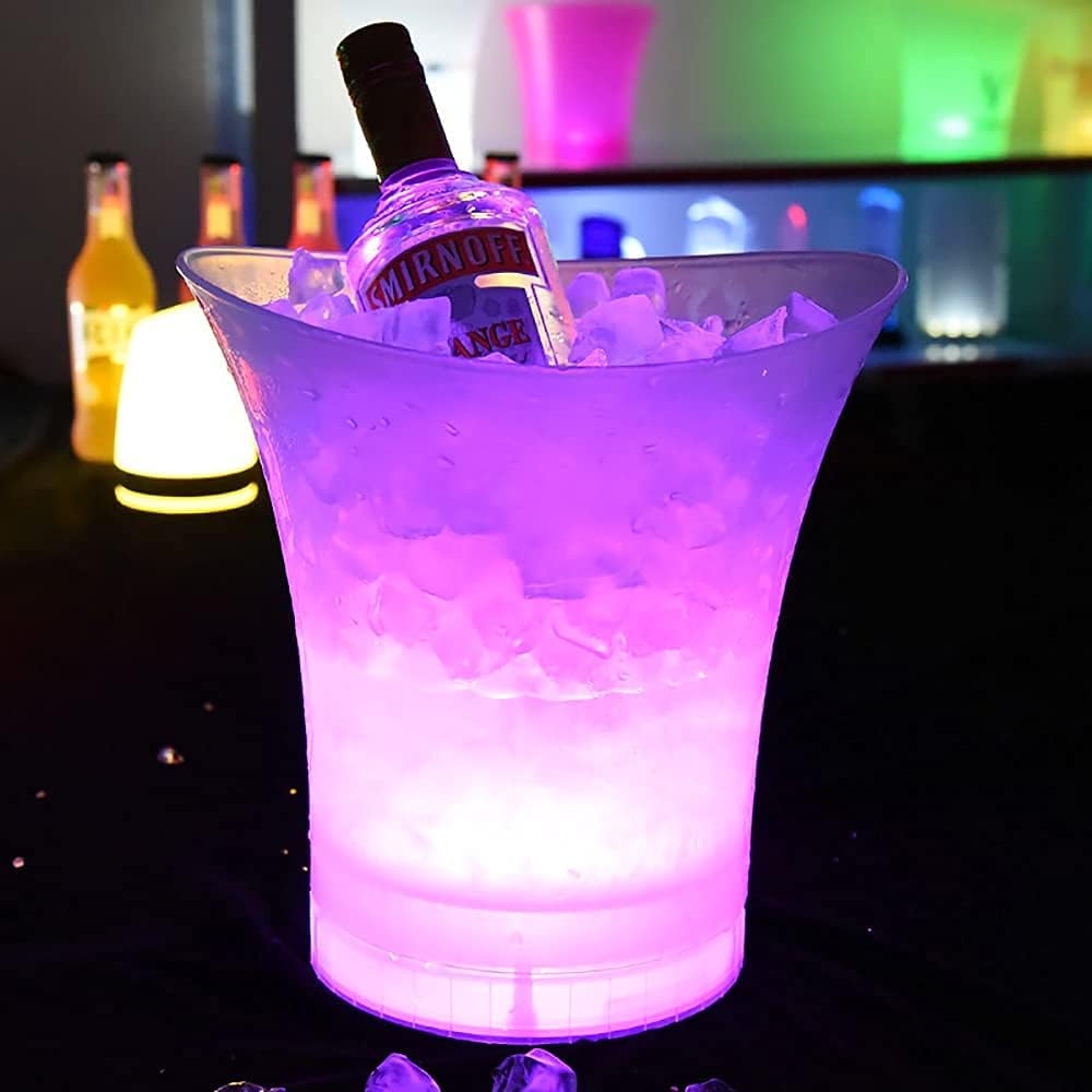 Smad Eimer, tragbare LED Eiskübel, 5L Eiskübel LED Eiswürfelbehälter, Sektkühler Getränkekühler Kühl