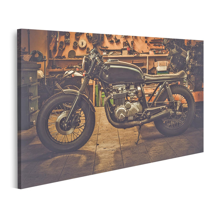 islandburner Bild auf Leinwand Vintage Stil Cafe Racer Fat Boy Motorrad Bilder Wandbilder Poster Lei