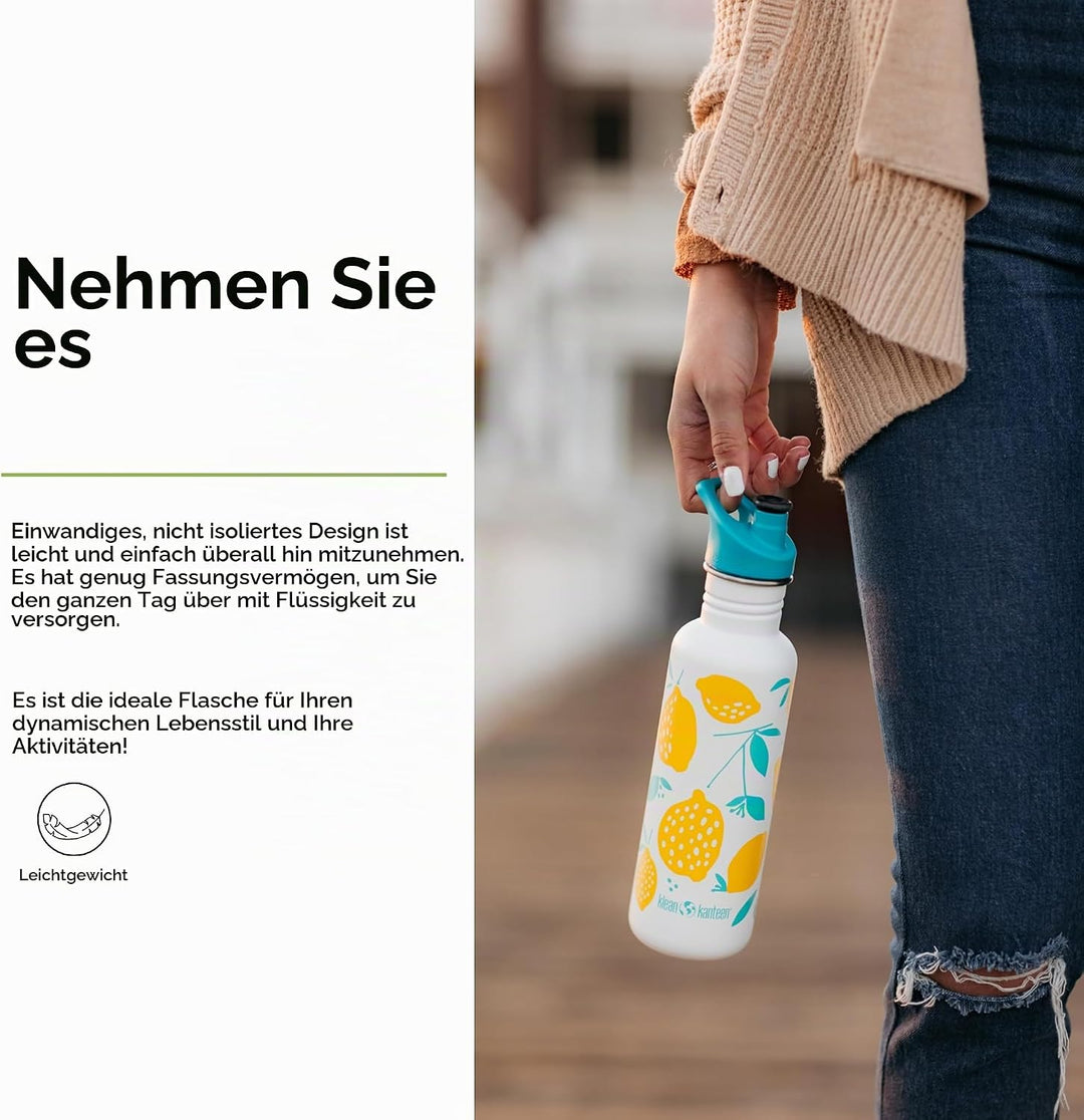 Klean Kanteen Unisex – Erwachsene Klean Kanteen-1008929 Flasche, Lemons, One Size Einheitsgrösse Lem