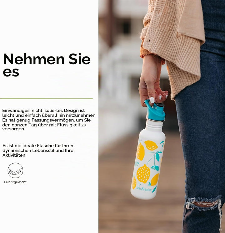 Klean Kanteen Unisex – Erwachsene Klean Kanteen-1008929 Flasche, Lemons, One Size Einheitsgrösse Lem