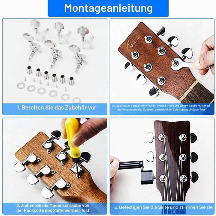 12 Stück 3R 3L Gitarren Stimmwirbel, Gitarren Mechaniken Tuner, Akustikgitarre Mechaniken Knöpfe, Gi