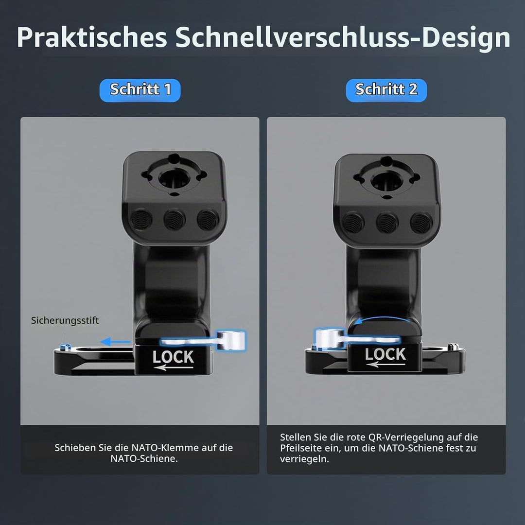 Nitze Top Handle Griff, NATO Top Handle mit QR NATO Clamp, NATO Rail und Cold Shoe Adapter für Unive