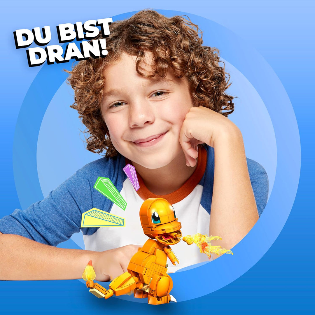 MEGA POKÉMON - detailgetreue und feuerspeiende Glumanda-Figur zum Zusammenbauen, Bauspielzeug für Ki