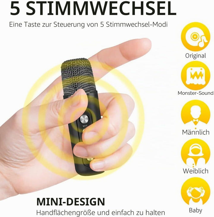 Karaoke Maschine,Bluetooth Karaoke Anlage mit 2 Mikrofonen, Lautsprecher Tragbares PA Anlage Karaoke