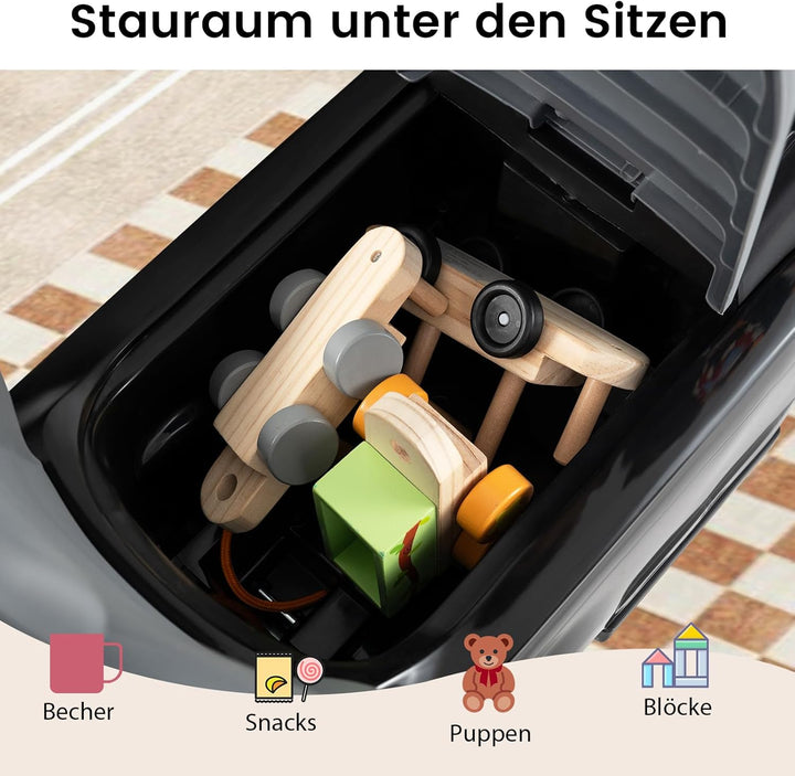 DREAMADE 3 in 1 Kinder Rutschauto, Schiebeauto mit abnehmbare Schiebestange, Kinderfahrzeug mit einz