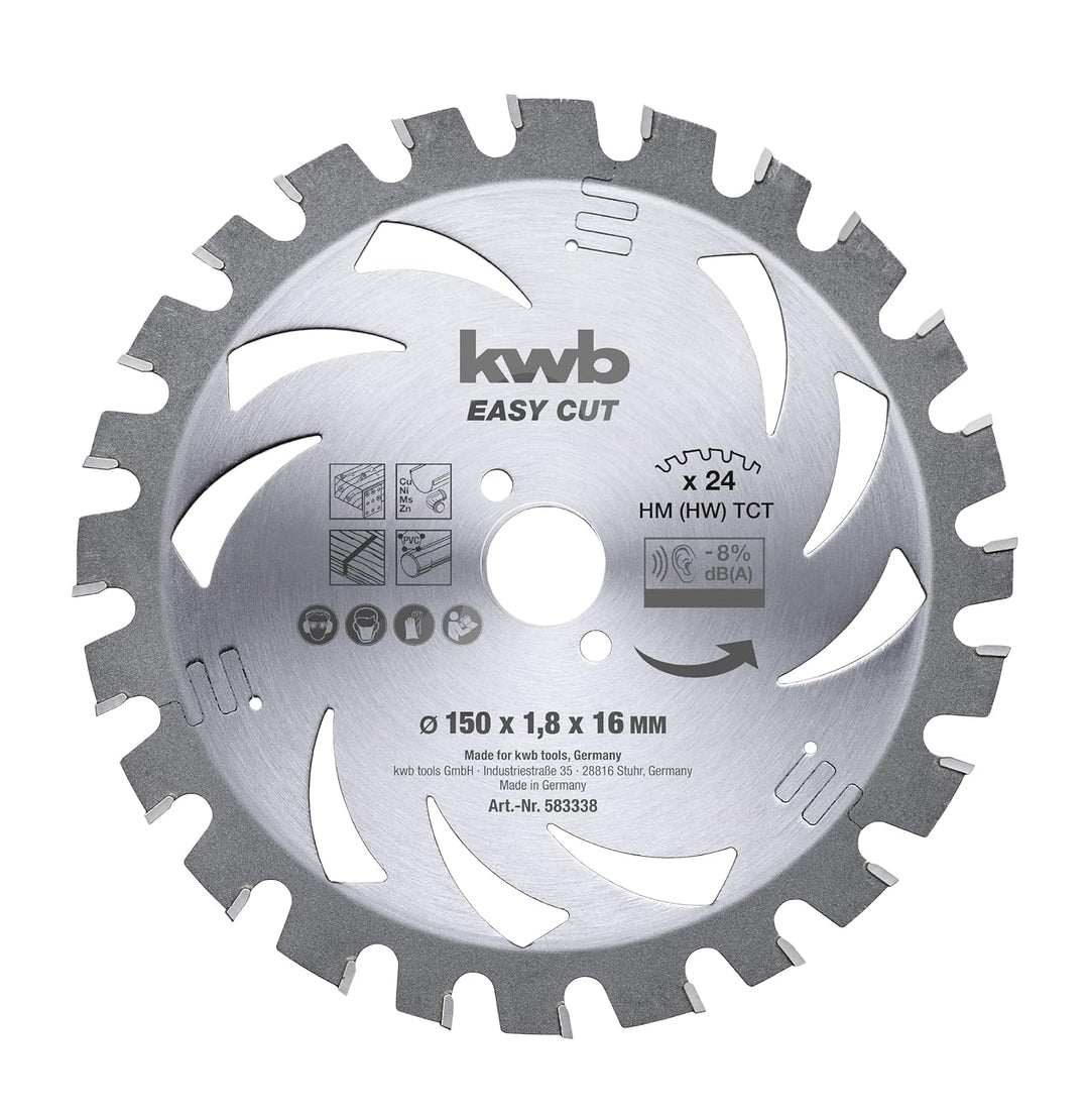 kwb Kreissägeblatt 150 x 16 mm, Made in Germany, leichtgängig, speziell für Akkumaschinen, Universal