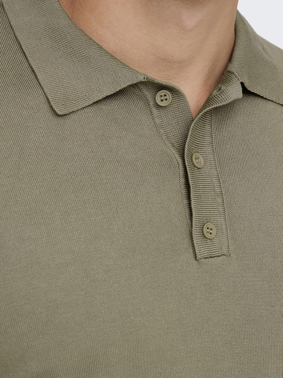 Herren O&amp;S Polo Langarm Shirt Basic Pullover aus Baumwolle Longsleeve Knitted Sweater ONSWYLER, Chin