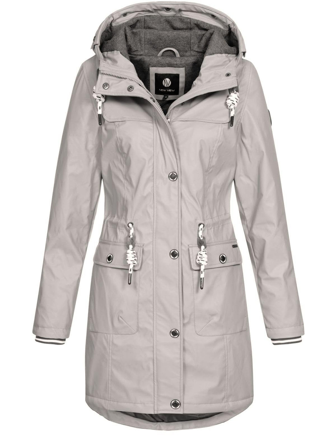 NEW VIEW Damen Regenjacke wasserabweisender Parka Annika Long mit Kapuze S Kitt FC20, S Kitt FC20