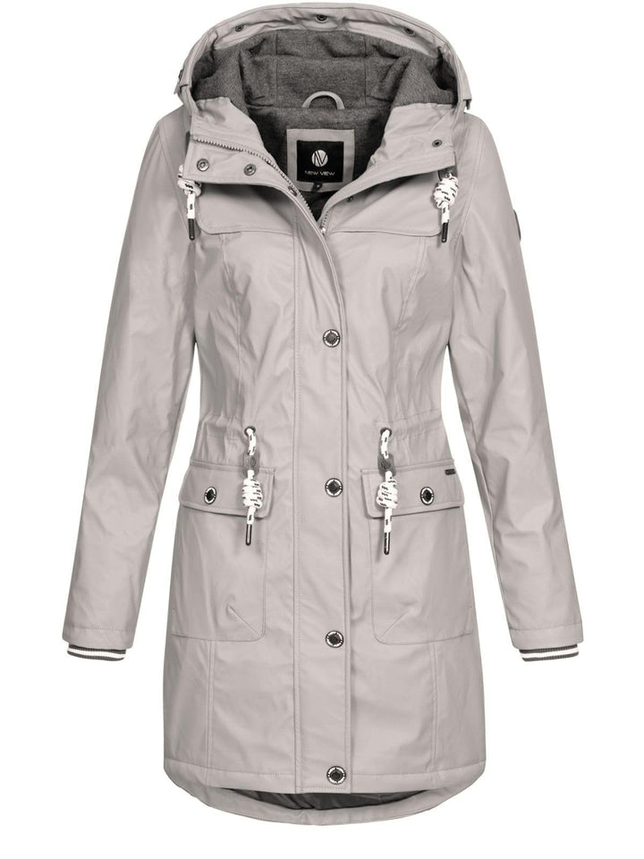 NEW VIEW Damen Regenjacke wasserabweisender Parka Annika Long mit Kapuze S Kitt FC20, S Kitt FC20