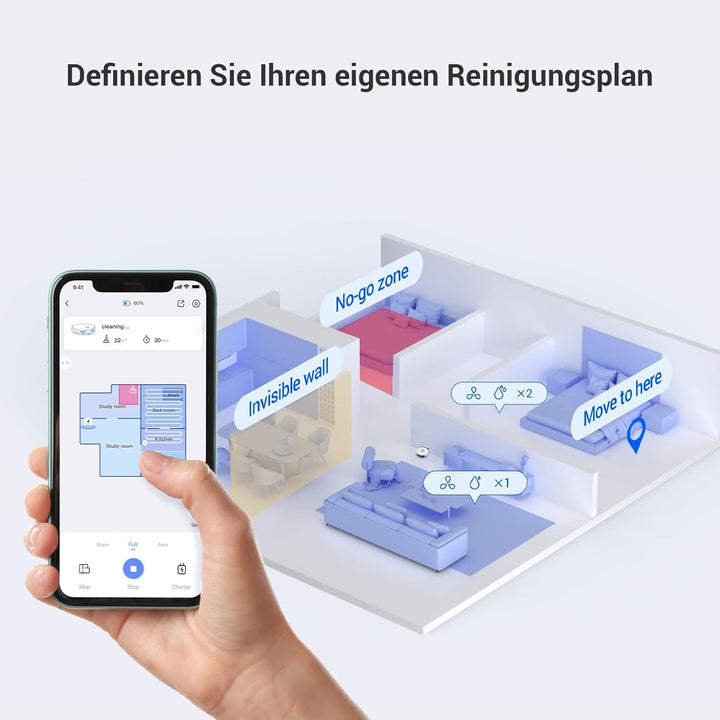 EZVIZ Roboterstaubsauger mit automatischer Staubentleerung, WLAN Haushaltsreiniger und Staubsauger m