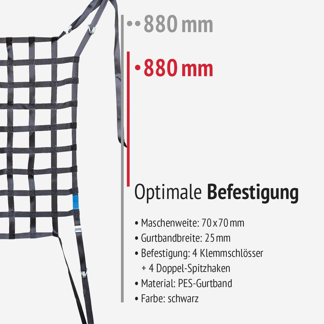 lasiprofi PKW Ladungssicherungsnetz aus Gurtband 0,9 x 0,9 Meter schwarz