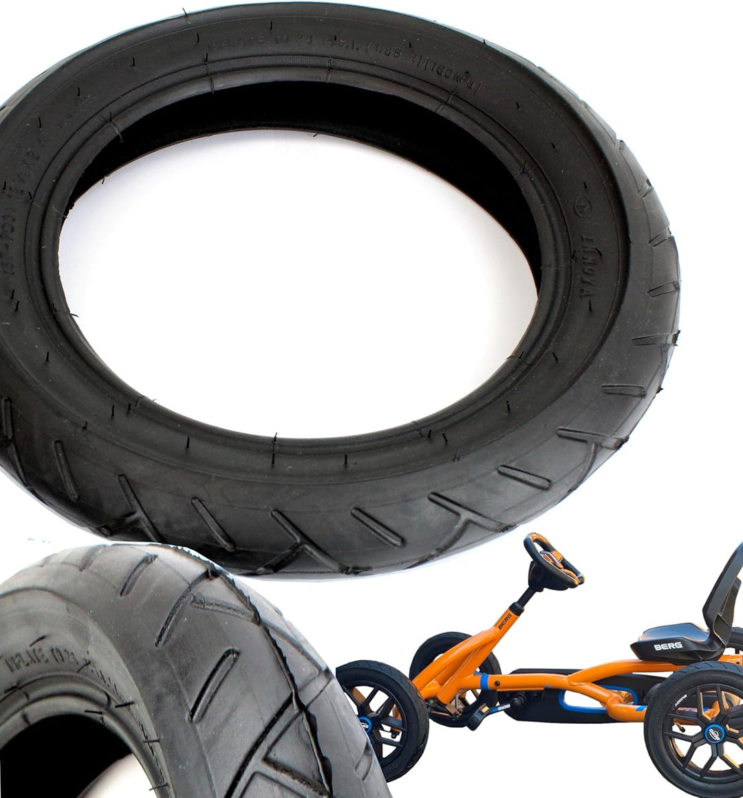 Rolko Reifen mit Schlauch 12.5 Zoll, schwarz, Slick-Profil, kompatibel mit GoKart Berg Buddy