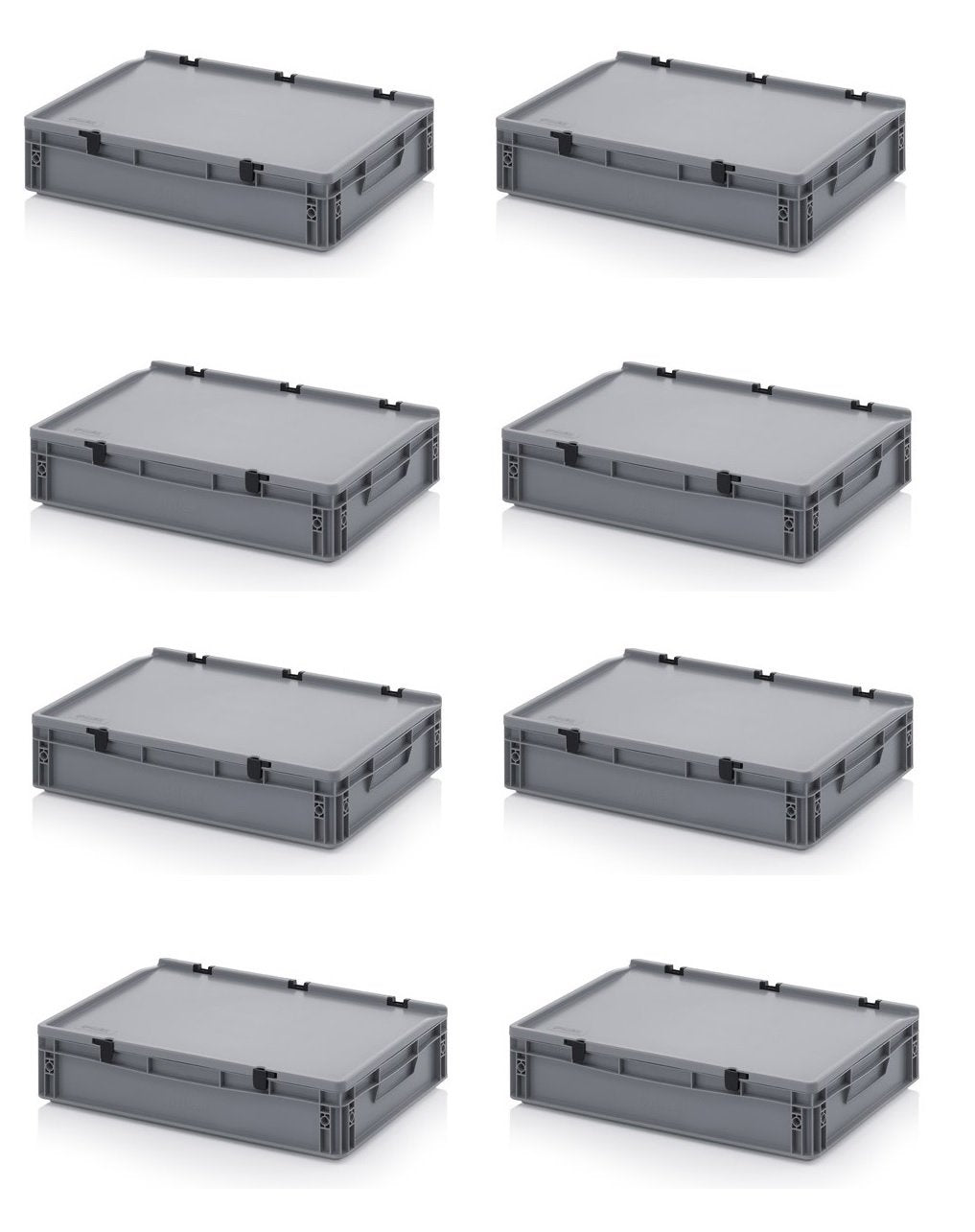Auer Packaging 8x Eurobehälter-Eurobox 60 x 40 x 13,5 cm mit Scharnierdeckel inkl. gratis Zollstock