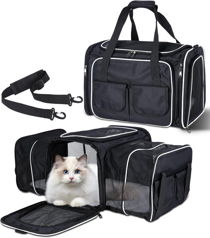 Katzen Transportboxen Faltbar, Katzentransportbox mit Abnehmbarem Plüschkissen, Katzentransporttasch