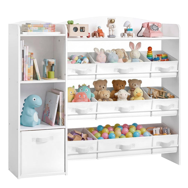 SONGMICS Kinderregal, Spielzeug Aufbewahrung, Spielzeugregal, Montessori Regal, 2 offene Fächer, 9 m