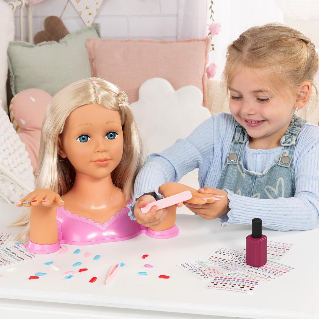 Bayer Design 90090AA Charlene Magic Nails Frisier- und Schminkkopf mit Händen und austauschbaren Fin