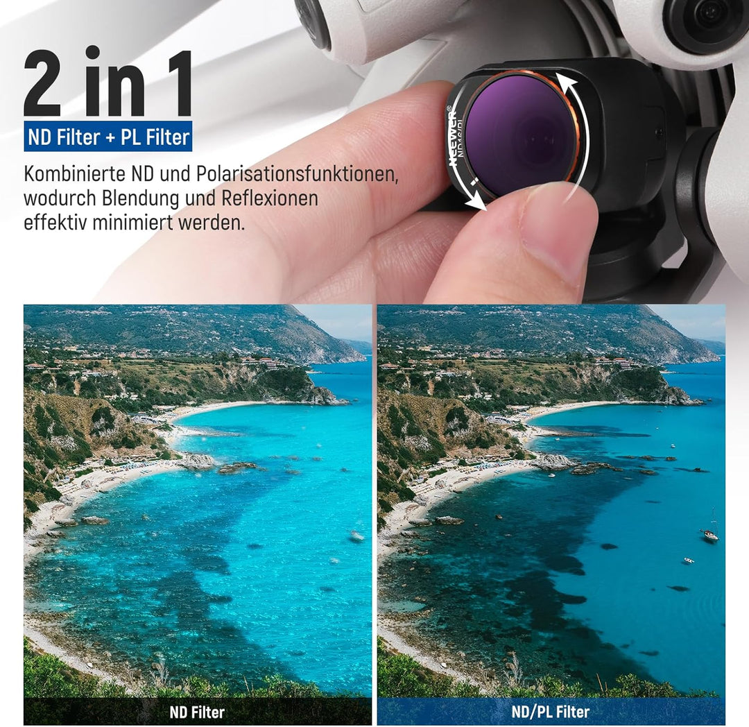 NEEWER ND/PL Filter Set Kompatibel mit DJI Mini 4 Pro, 6Stk UV CPL ND8/PL ND16/PL ND32/PL ND64/PL Po