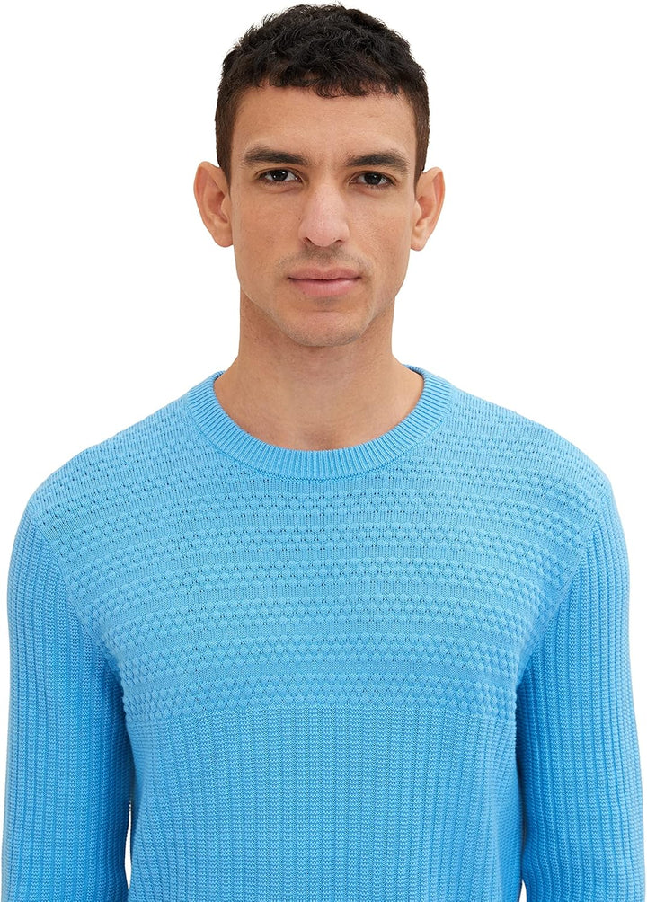 TOM TAILOR Herren Strickpullover S 18395 - Rainy Sky Blue, S 18395 - Rainy Sky Blue