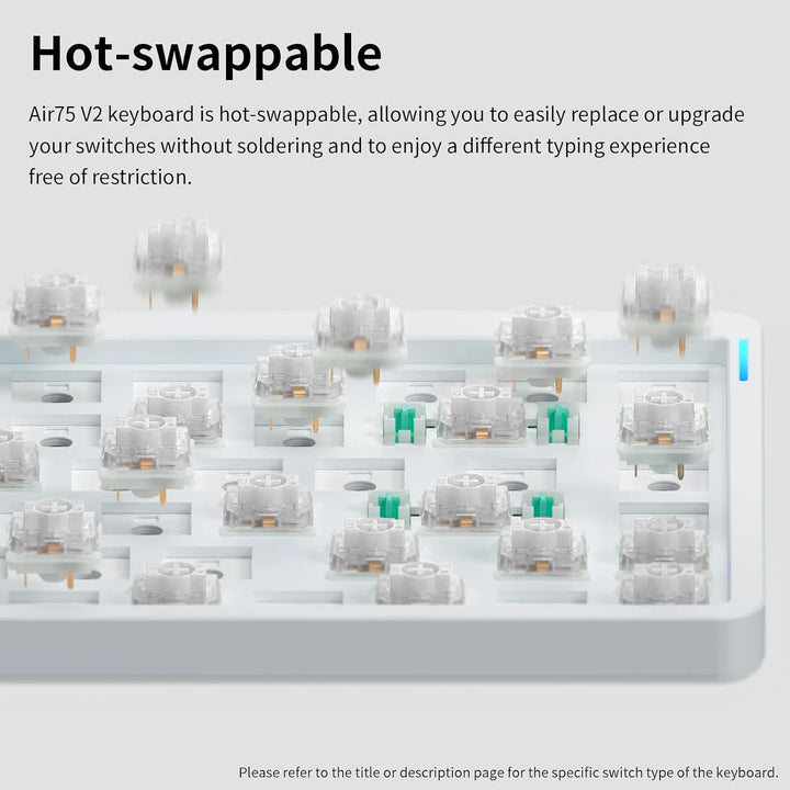 nuphy Air75 V2 Kabellose mechanische Tastatur, 84 Tasten RGB Hot-Swap Tastatur, unterstützt Bluetoot