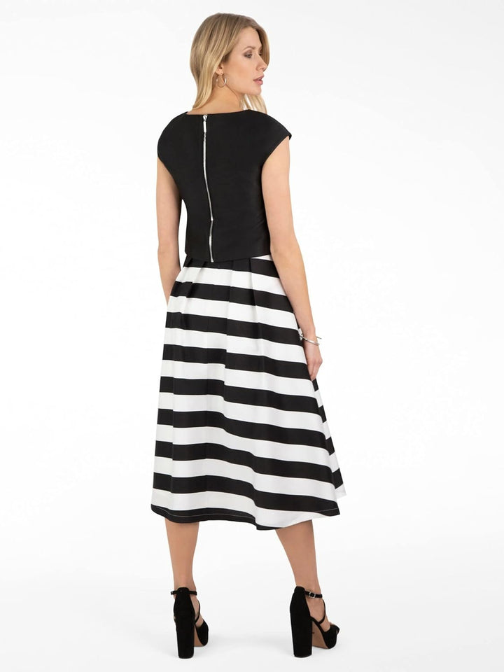 APART Fashion Damen Satin Rock, Creme-schwarz, Normal