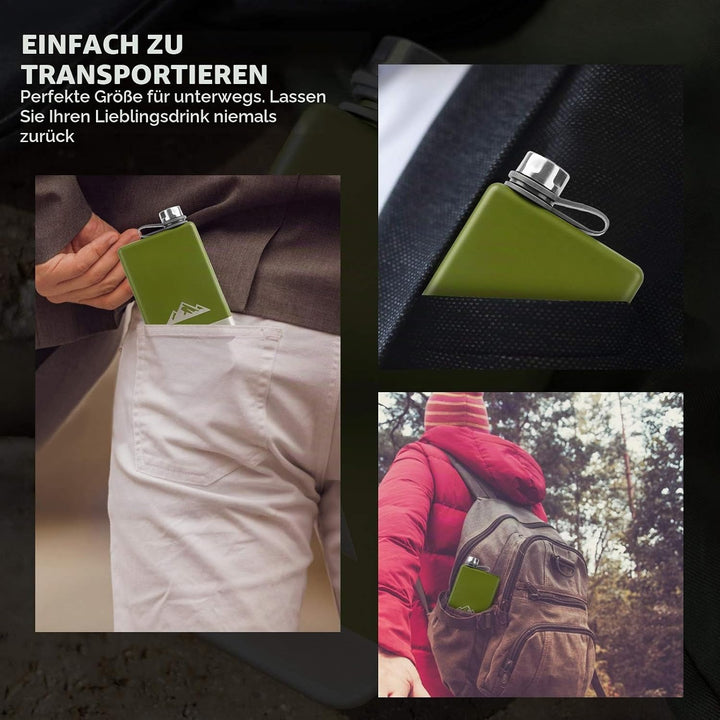 KWANITHINK Flachmann Edelstahl, 8oz/227ml Hip Flask Mit Trichter, Vatertagsgeschenk Whisky, Geschenk