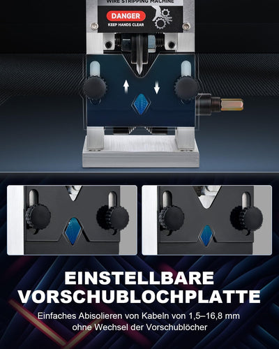 CREWORKS Manuelle Kabelabisoliermaschine 3 Einzugslochplatte 1,5-25mm Kabelschälmaschine Kabel 5 Zuf