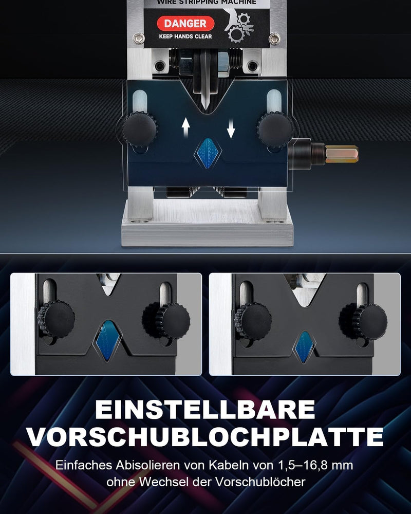 CREWORKS Manuelle Kabelabisoliermaschine 3 Einzugslochplatte 1,5-25mm Kabelschälmaschine Kabel 5 Zuf