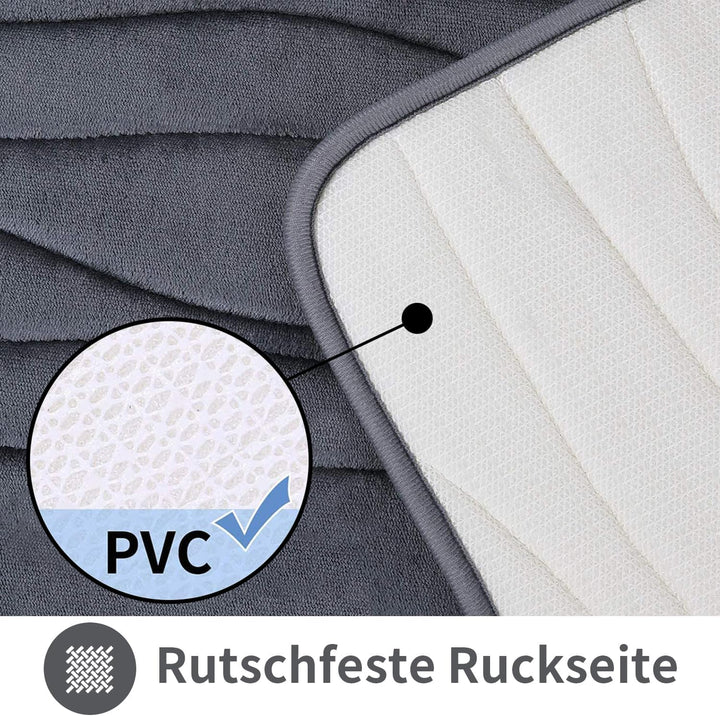 Homaxy Badematten Set 2 teilig Memory Foam Saugfähige Badteppich Set rutschfeste Waschbar Badvorlege